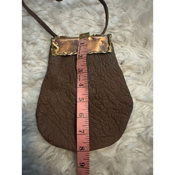 Vintage Carvalhus Brutalist Purse Handbag Leather, Metal and Stone Brazil - Picture 9 of 10